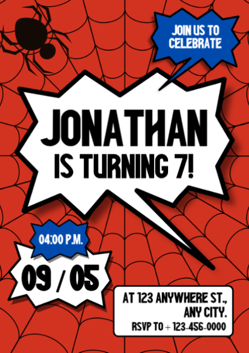 Web Slinger Spider-Man Birthday WhatsApp Invite