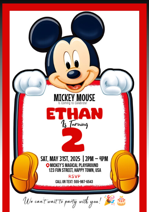 Joyful Mickey Mouse Birthday Welcome Easel Board