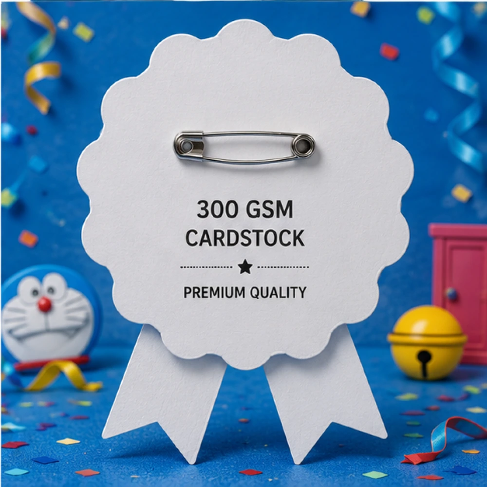 Doraemon Theme Theme Badges Birthday Party Supplies (Pack of 16) - 300 GSM Premium Cardstock Paper (3.7 x 3 Inch) - Premium Handcrafted 300 GSM Theme Badges by Party Decor Mall India - View 4