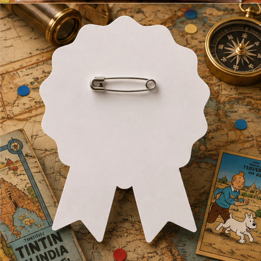Tintin Theme Theme Badges Birthday Party Supplies (Pack of 16) - 300 GSM Premium Cardstock Paper (3.7 x 3 Inch) - Premium Handcrafted 300 GSM Theme Badges by Party Decor Mall India - View 4