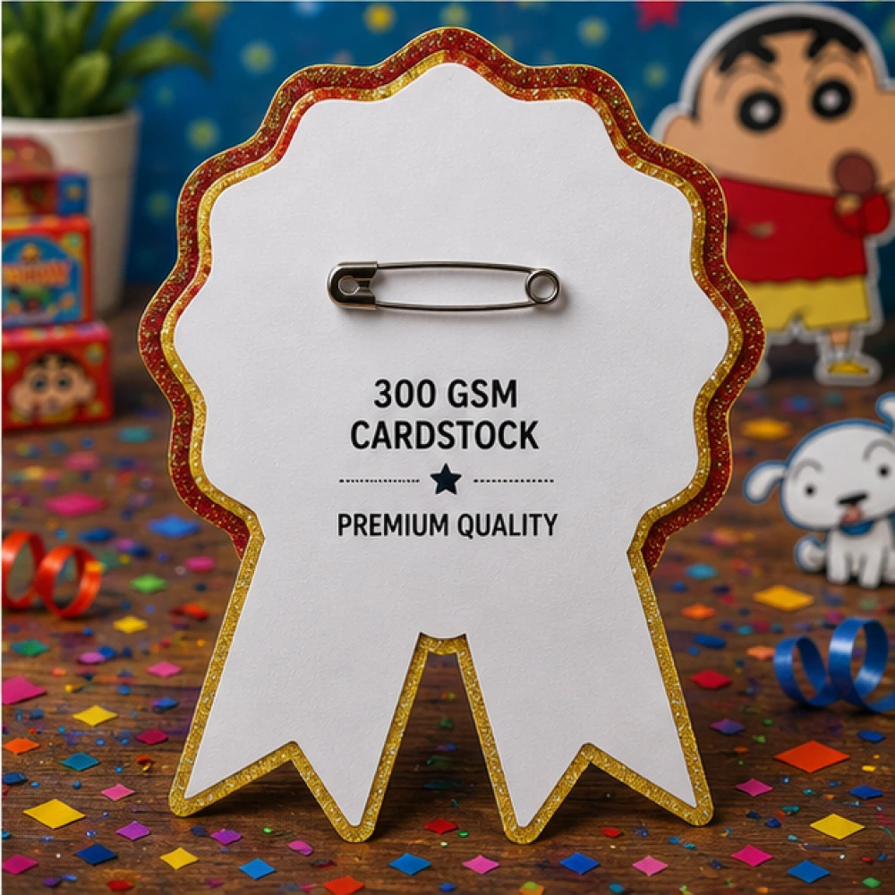 Shinchan Theme Theme Badges Birthday Party Supplies (Pack of 16) - 300 GSM Premium Cardstock Paper (3.7 x 3 Inch) - Premium Handcrafted 300 GSM Theme Badges by Party Decor Mall India - View 4