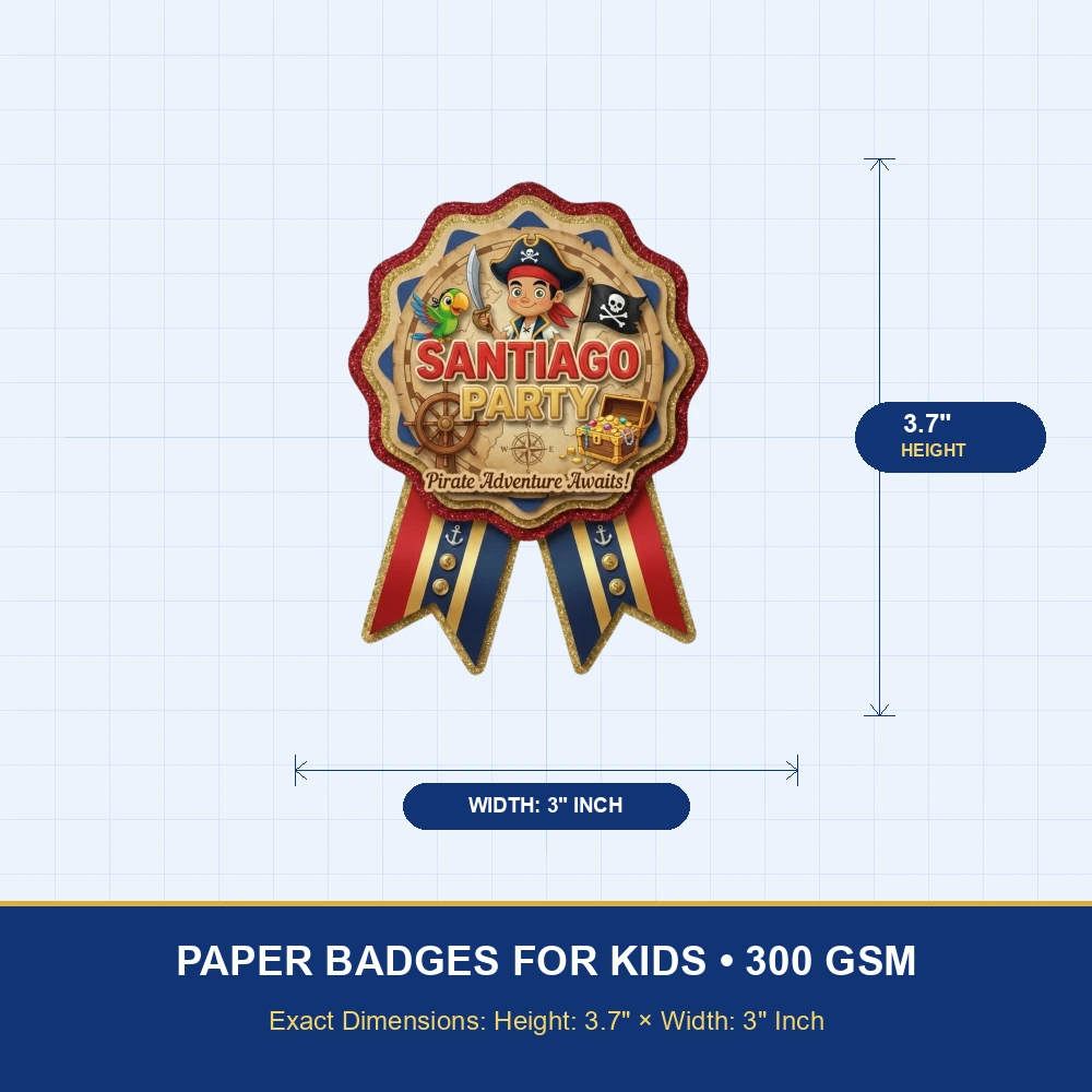 Santiago Theme Theme Badges Birthday Party Supplies (Pack of 16) - 300 GSM Premium Cardstock Paper (3.7 x 3 Inch) - Premium Handcrafted 300 GSM Theme Badges by Party Decor Mall India - View 4