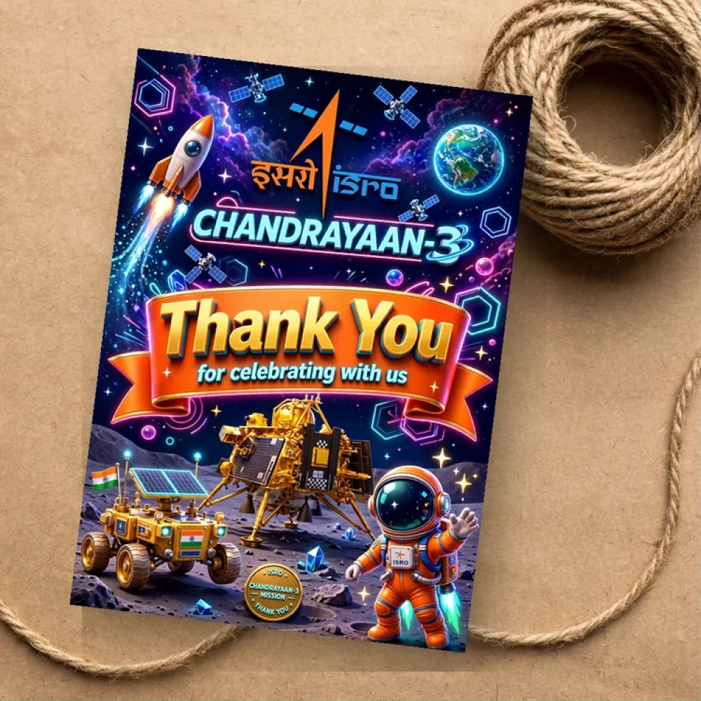 Isro Chandrayaan Theme Thank You Cards Birthday Party Supplies (PACK OF 30) - 280 GSM Matte Fine-Art Cardstock (2.5 x 3.5 Inch)