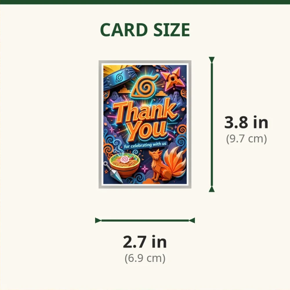 Naruto Theme Thank You Cards Birthday Party Supplies (PACK OF 30) - 280 GSM Matte Fine-Art Cardstock (2.5 x 3.5 Inch) - Premium Party Decor Supply by Party Decor Mall - View 2