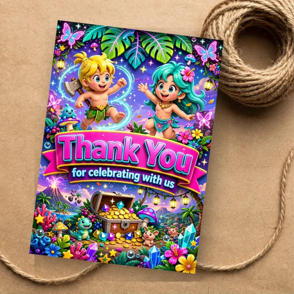 Wonder Boy Theme Thank You Cards Birthday Party Supplies (PACK OF 30) - 280 GSM Matte Fine-Art Cardstock (2.5 x 3.5 Inch) - Premium Party Decor Supply by Party Decor Mall - View 1