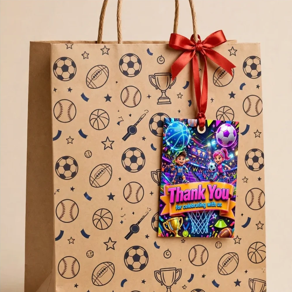 Sports Theme Thank You Cards Birthday Party Supplies (PACK OF 30) - 280 GSM Matte Fine-Art Cardstock (2.5 x 3.5 Inch) - Premium Party Decor Supply by Party Decor Mall - View 4