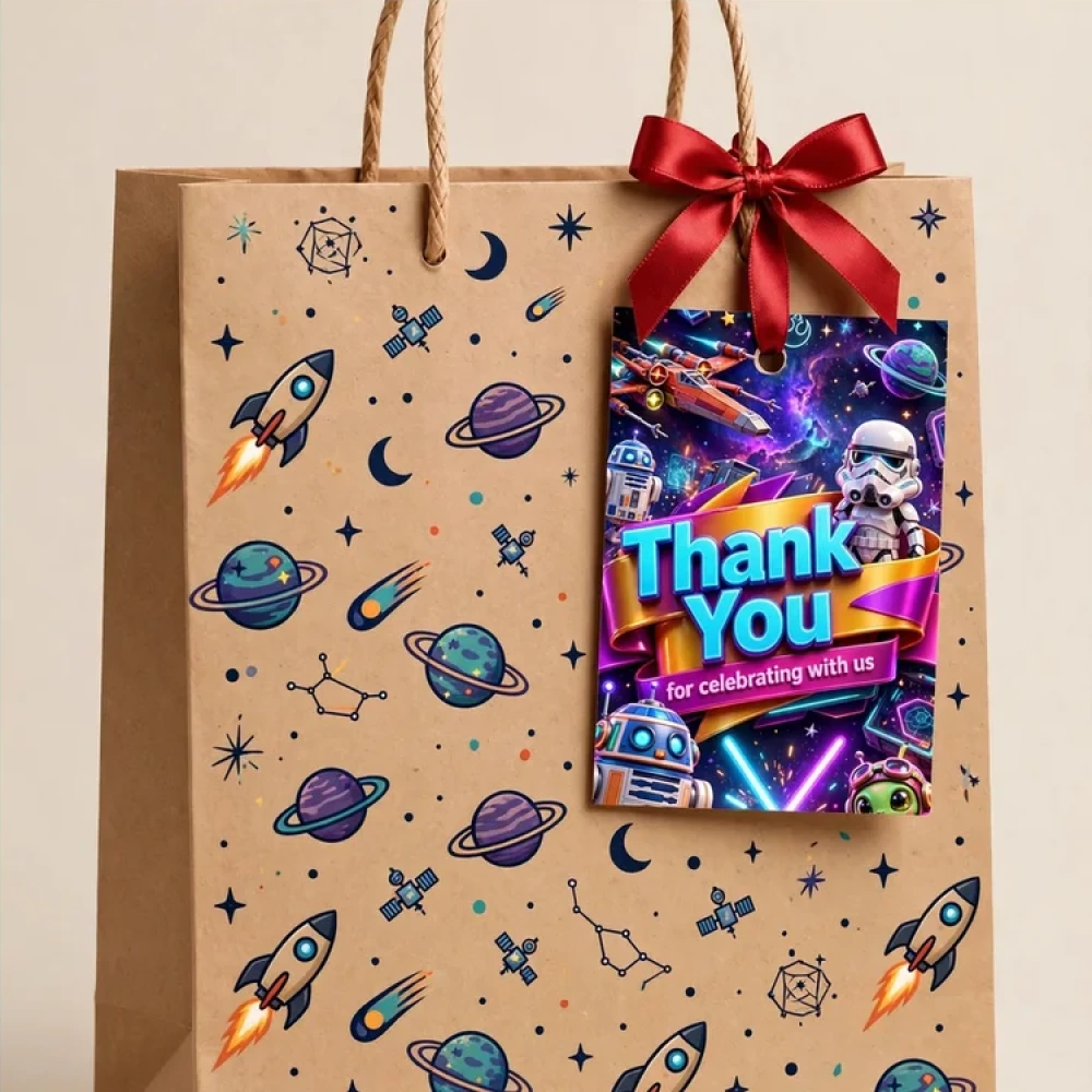 Star Wars Inspired Theme Thank You Cards Birthday Party Supplies (PACK OF 30) - 280 GSM Matte Fine-Art Cardstock (2.5 x 3.5 Inch) - Premium Party Decor Supply by Party Decor Mall - View 4