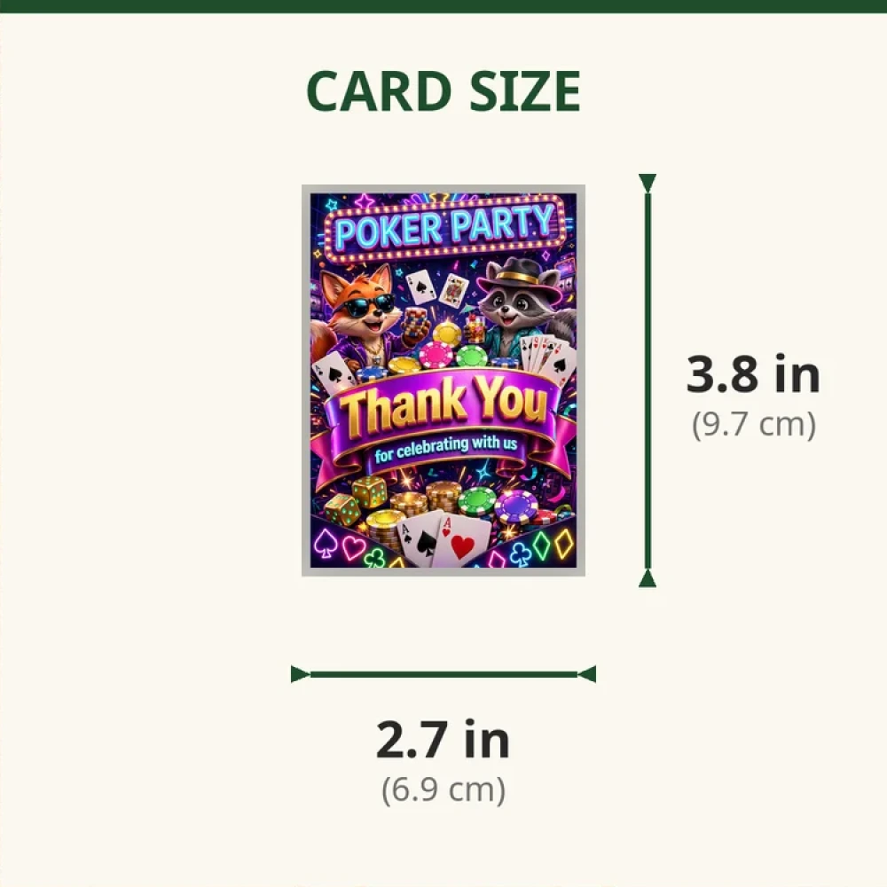 Poker Party Theme Thank You Cards Birthday Party Supplies (PACK OF 30) - 280 GSM Matte Fine-Art Cardstock (2.5 x 3.5 Inch) - Premium Party Decor Supply by Party Decor Mall - View 2