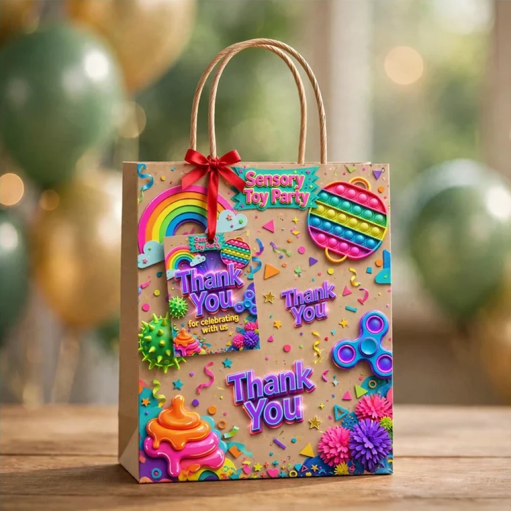 Sensory Toy Theme Thank You Cards Birthday Party Supplies (PACK OF 30) - 280 GSM Matte Fine-Art Cardstock (2.5 x 3.5 Inch) - Premium Party Decor Supply by Party Decor Mall - View 4