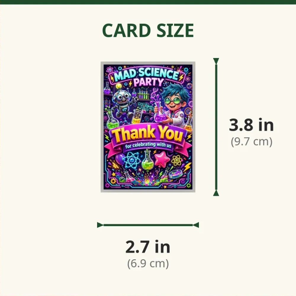 Science Theme Thank You Cards Birthday Party Supplies (PACK OF 30) - 280 GSM Matte Fine-Art Cardstock (2.5 x 3.5 Inch) - Premium Party Decor Supply by Party Decor Mall - View 2