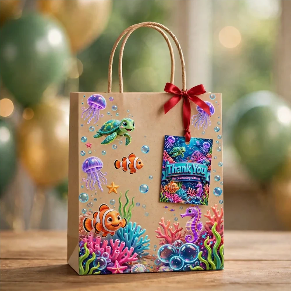 Under The Sea Theme Thank You Cards Birthday Party Supplies (PACK OF 30) - 280 GSM Matte Fine-Art Cardstock (2.5 x 3.5 Inch) - Premium Party Decor Supply by Party Decor Mall - View 4