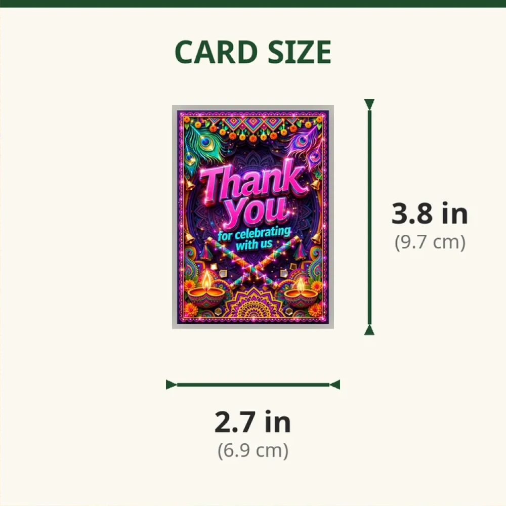 Garba Dandiya Theme Thank You Cards Birthday Party Supplies (PACK OF 30) - 280 GSM Matte Fine-Art Cardstock (2.5 x 3.5 Inch) - Premium Party Decor Supply by Party Decor Mall - View 2