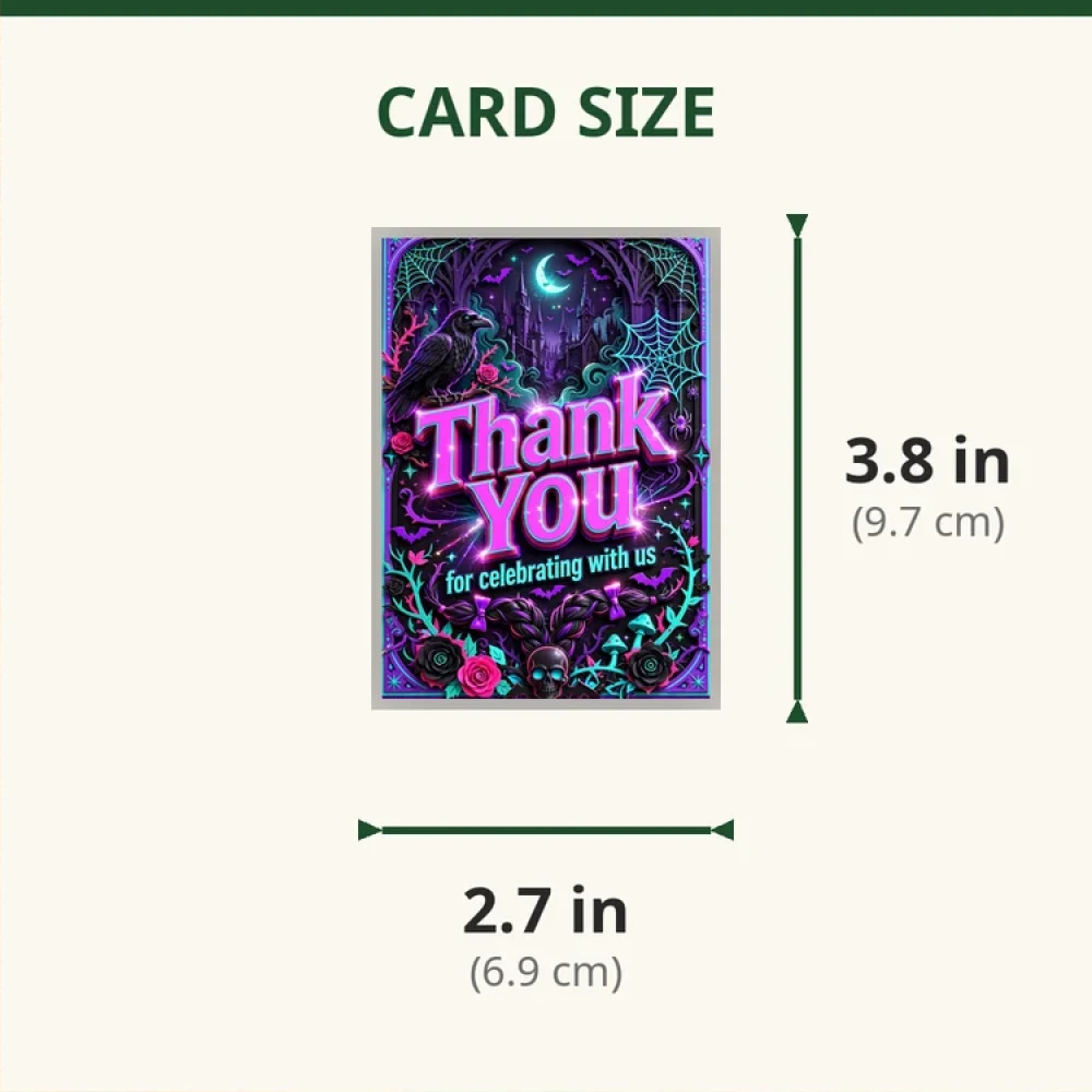 Wednesday Addams Theme Thank You Cards Birthday Party Supplies (PACK OF 30) - 280 GSM Matte Fine-Art Cardstock (2.5 x 3.5 Inch) - Premium Party Decor Supply by Party Decor Mall - View 2