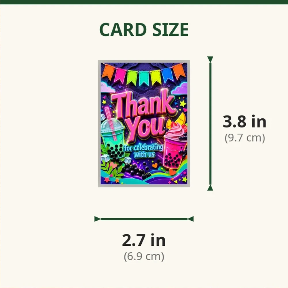 Tea Party Theme Thank You Cards Birthday Party Supplies (PACK OF 30) - 280 GSM Matte Fine-Art Cardstock (2.5 x 3.5 Inch) - Premium Party Decor Supply by Party Decor Mall - View 2