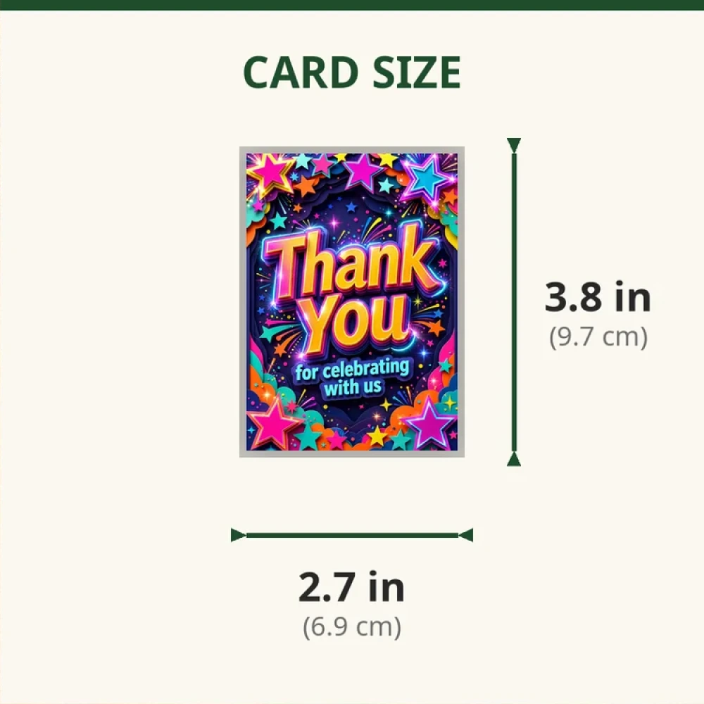 Stars Theme Thank You Cards Birthday Party Supplies (PACK OF 30) - 280 GSM Matte Fine-Art Cardstock (2.5 x 3.5 Inch) - Premium Party Decor Supply by Party Decor Mall - View 2