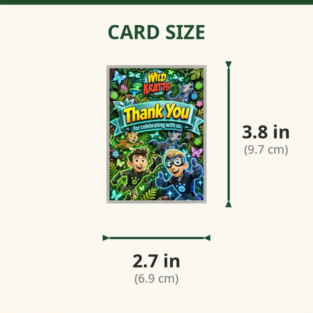 Wild Kratts Theme Thank You Cards Birthday Party Supplies (PACK OF 30) - 280 GSM Matte Fine-Art Cardstock (2.5 x 3.5 Inch) - Premium Party Decor Supply by Party Decor Mall - View 2