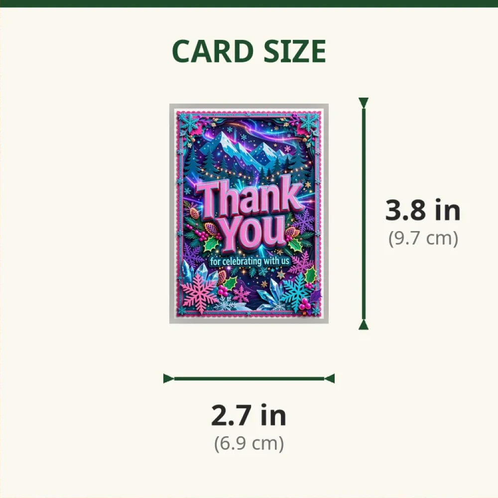 Winter Wonderland Theme Thank You Cards Birthday Party Supplies (PACK OF 30) - 280 GSM Matte Fine-Art Cardstock (2.5 x 3.5 Inch) - Premium Party Decor Supply by Party Decor Mall - View 2