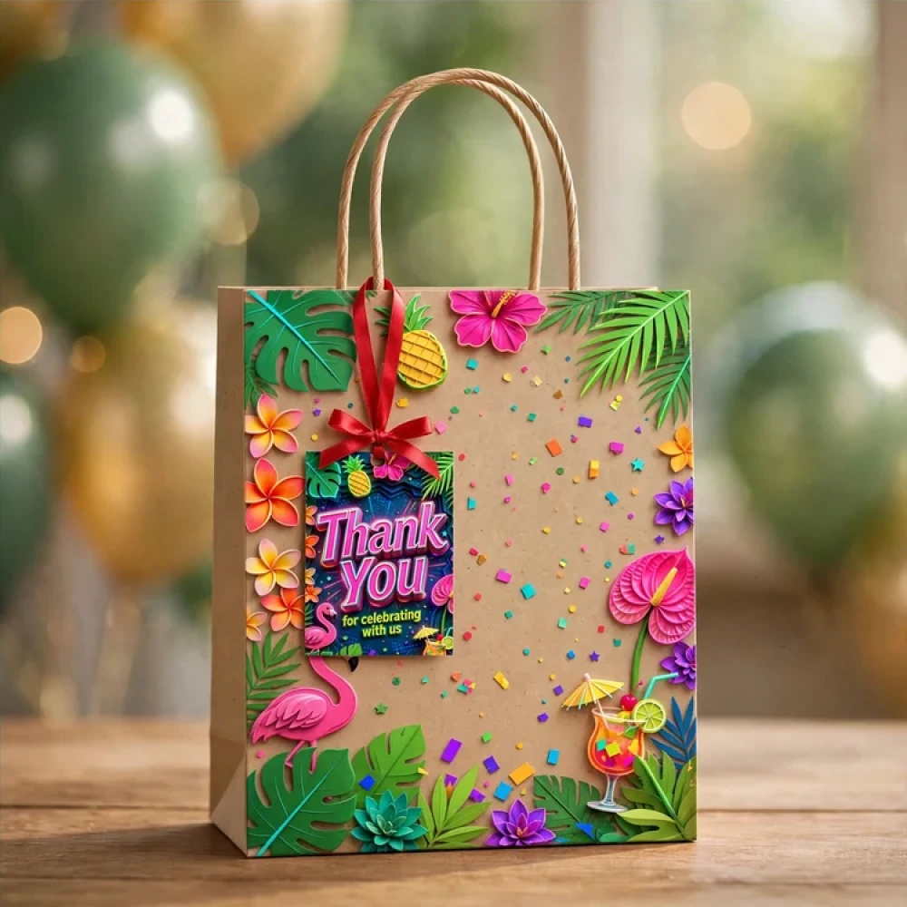 Tropical Party Theme Thank You Cards Birthday Party Supplies (PACK OF 30) - 280 GSM Matte Fine-Art Cardstock (2.5 x 3.5 Inch) - Premium Party Decor Supply by Party Decor Mall - View 4