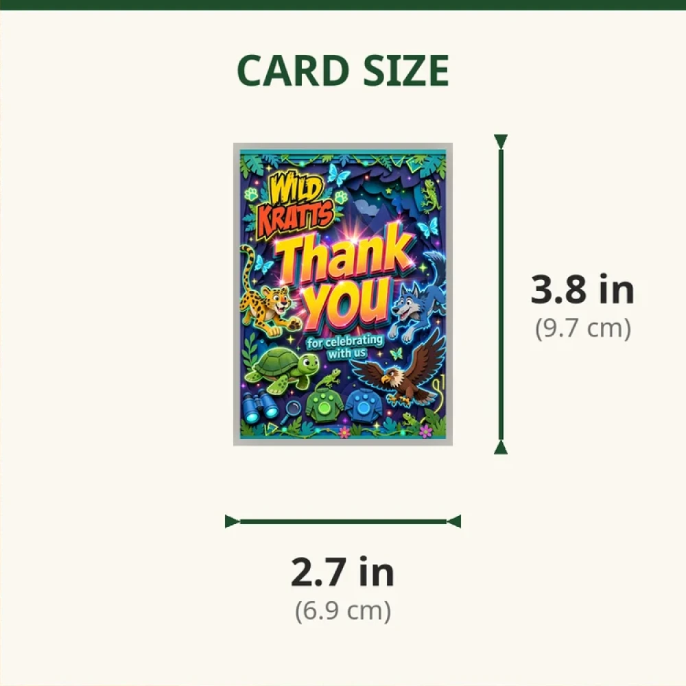 Wild Kratts Theme Thank You Cards Birthday Party Supplies (PACK OF 30) - 280 GSM Matte Fine-Art Cardstock (2.5 x 3.5 Inch) - Premium Party Decor Supply by Party Decor Mall - View 2