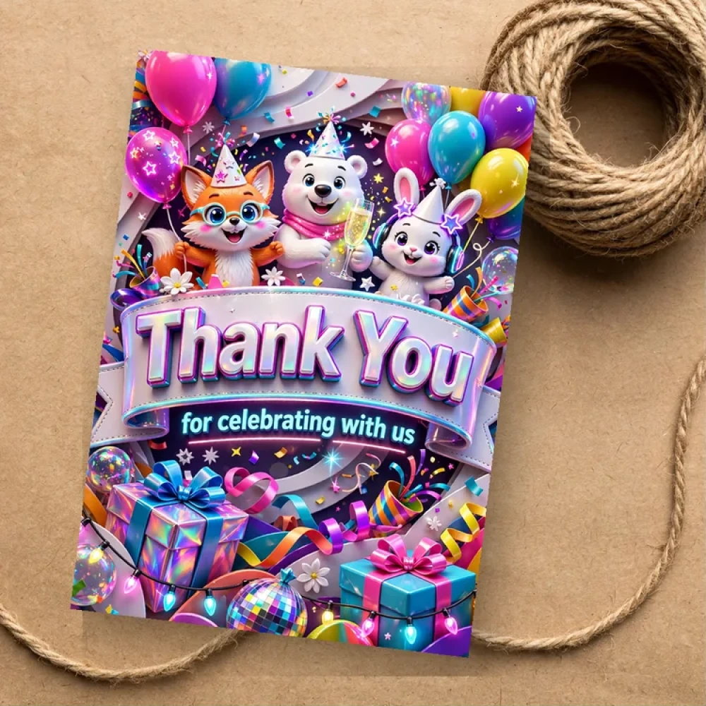 White Party Theme Thank You Cards Birthday Party Supplies (PACK OF 30) - 280 GSM Matte Fine-Art Cardstock (2.5 x 3.5 Inch) - Premium Party Decor Supply by Party Decor Mall - View 1