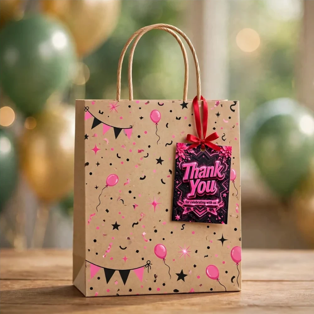 Pink & Black Theme Thank You Cards Birthday Party Supplies (PACK OF 30) - 280 GSM Matte Fine-Art Cardstock (2.5 x 3.5 Inch) - Premium Party Decor Supply by Party Decor Mall - View 4