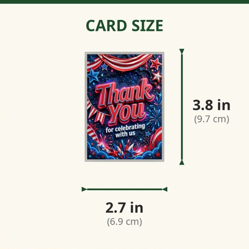 Patriotic Theme Thank You Cards Birthday Party Supplies (PACK OF 30) - 280 GSM Matte Fine-Art Cardstock (2.5 x 3.5 Inch) - Premium Party Decor Supply by Party Decor Mall - View 2