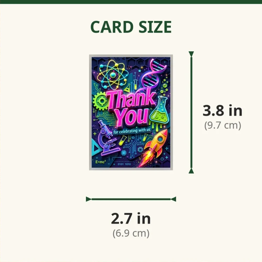 STEM Theme Thank You Cards Birthday Party Supplies (PACK OF 30) - 280 GSM Matte Fine-Art Cardstock (2.5 x 3.5 Inch) - Premium Party Decor Supply by Party Decor Mall - View 2