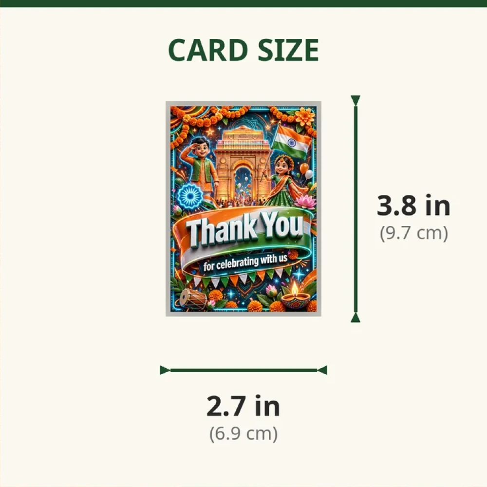 Republic Day Theme Thank You Cards Birthday Party Supplies (PACK OF 30) - 280 GSM Matte Fine-Art Cardstock (2.5 x 3.5 Inch) - Premium Party Decor Supply by Party Decor Mall - View 2