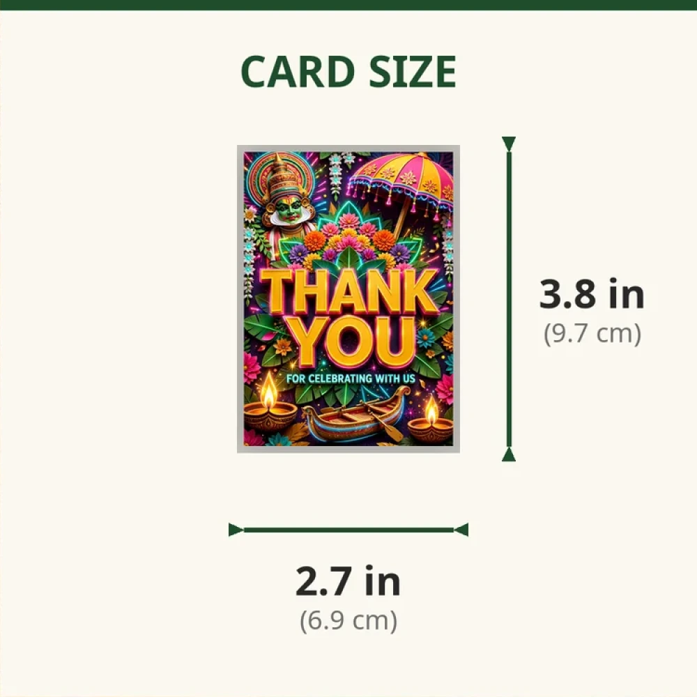 Onam Theme Thank You Cards Birthday Party Supplies (PACK OF 30) - 280 GSM Matte Fine-Art Cardstock (2.5 x 3.5 Inch) - Premium Party Decor Supply by Party Decor Mall - View 2