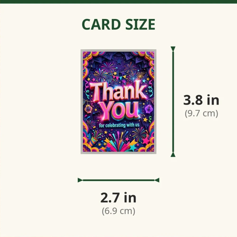 New Year Theme Thank You Cards Birthday Party Supplies (PACK OF 30) - 280 GSM Matte Fine-Art Cardstock (2.5 x 3.5 Inch) - Premium Party Decor Supply by Party Decor Mall - View 2