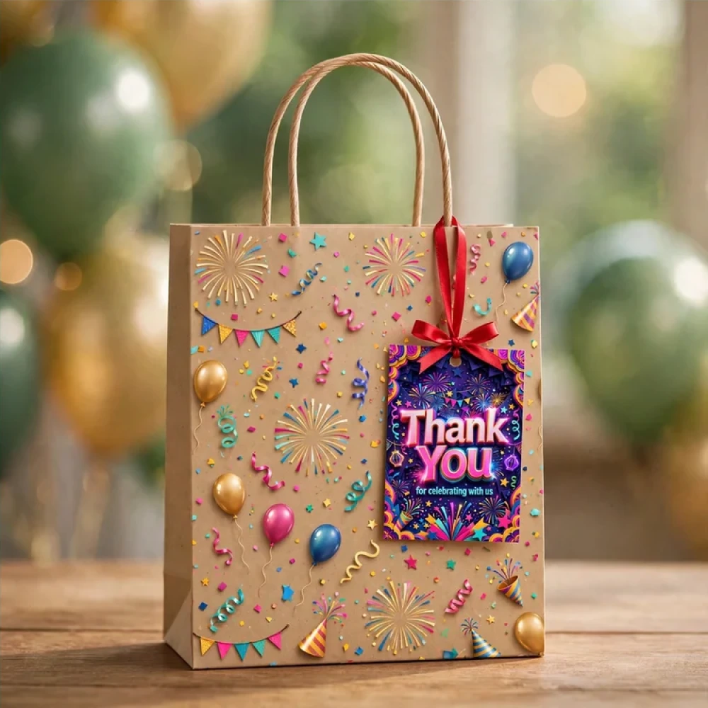 New Year Theme Thank You Cards Birthday Party Supplies (PACK OF 30) - 280 GSM Matte Fine-Art Cardstock (2.5 x 3.5 Inch) - Premium Party Decor Supply by Party Decor Mall - View 4