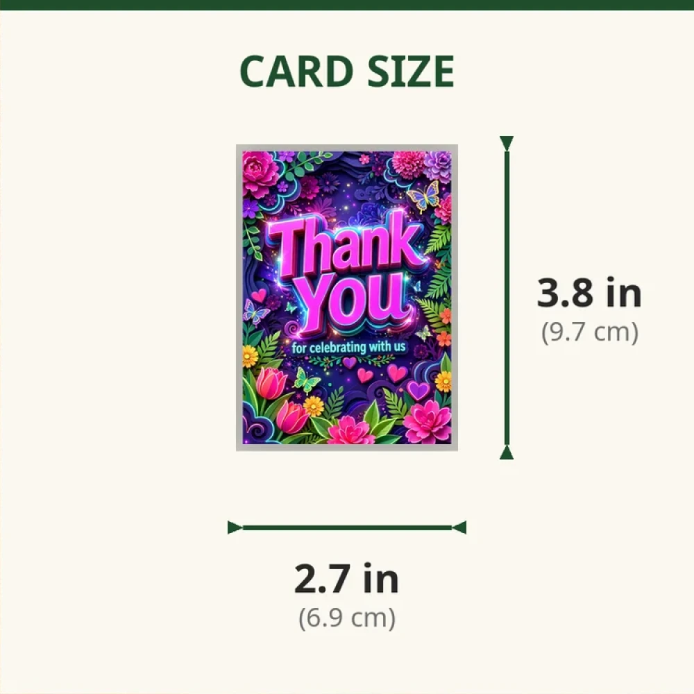 Mother's Day Theme Thank You Cards Birthday Party Supplies (PACK OF 30) - 280 GSM Matte Fine-Art Cardstock (2.5 x 3.5 Inch) - Premium Party Decor Supply by Party Decor Mall - View 2
