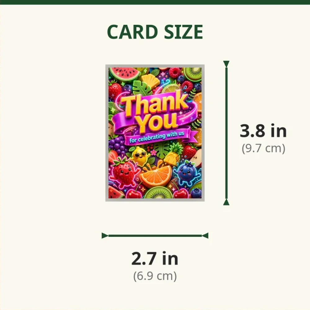 Fruits Theme Thank You Cards Birthday Party Supplies (PACK OF 30) - 280 GSM Matte Fine-Art Cardstock (2.5 x 3.5 Inch) - Premium Party Decor Supply by Party Decor Mall - View 2