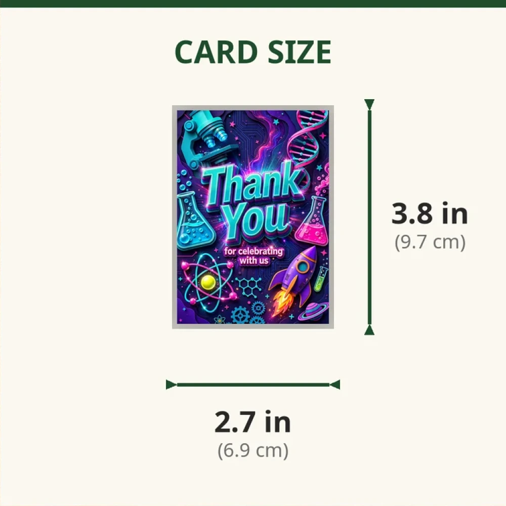 Science Theme Thank You Cards Birthday Party Supplies (PACK OF 30) - 280 GSM Matte Fine-Art Cardstock (2.5 x 3.5 Inch) - Premium Party Decor Supply by Party Decor Mall - View 2