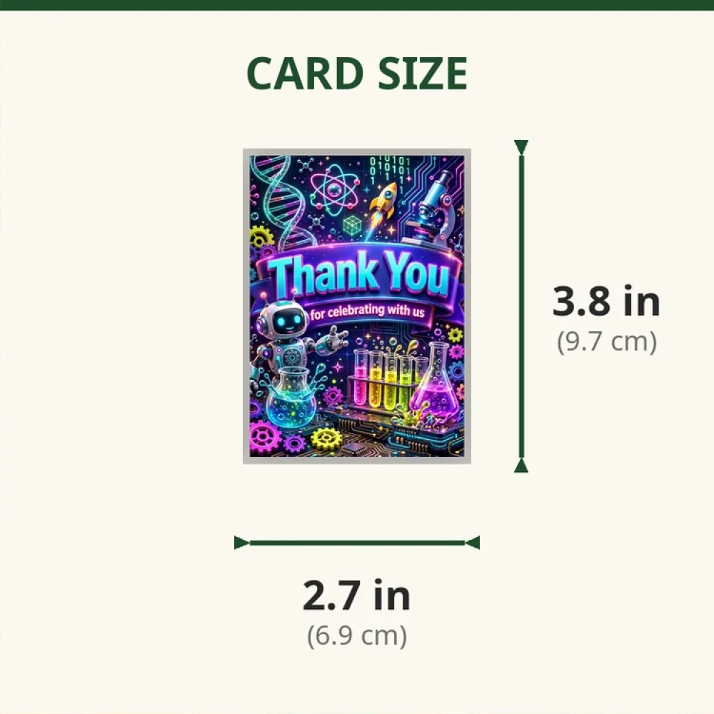 STEM Theme Thank You Cards Birthday Party Supplies (PACK OF 30) - 280 GSM Matte Fine-Art Cardstock (2.5 x 3.5 Inch) - Premium Party Decor Supply by Party Decor Mall - View 2