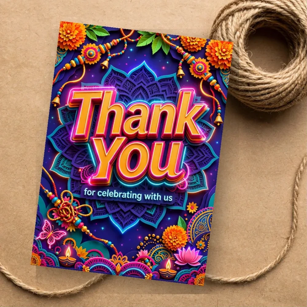 Rakhi Theme Thank You Cards Birthday Party Supplies (PACK OF 30) - 280 GSM Matte Fine-Art Cardstock (2.5 x 3.5 Inch) - Premium Party Decor Supply by Party Decor Mall - View 1