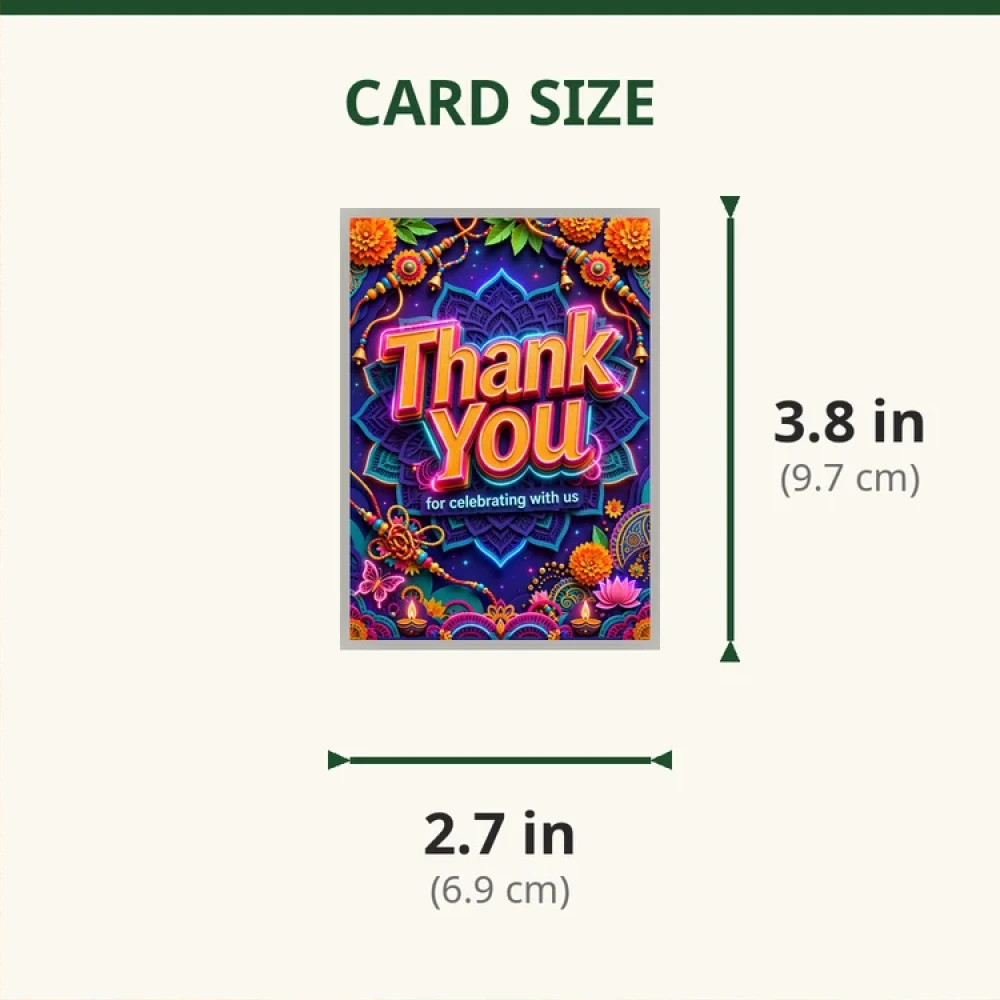 Rakhi Theme Thank You Cards Birthday Party Supplies (PACK OF 30) - 280 GSM Matte Fine-Art Cardstock (2.5 x 3.5 Inch) - Premium Party Decor Supply by Party Decor Mall - View 2