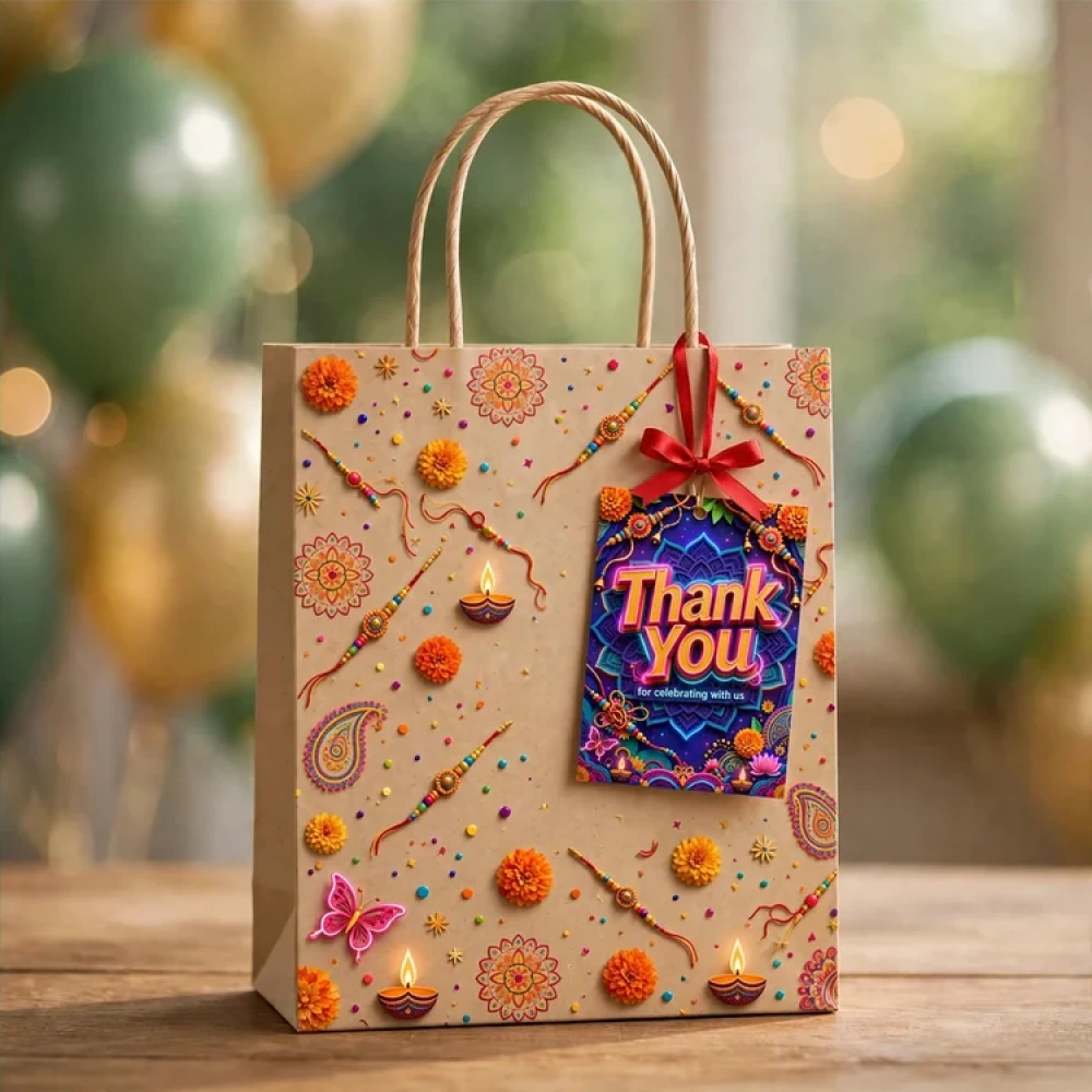 Rakhi Theme Thank You Cards Birthday Party Supplies (PACK OF 30) - 280 GSM Matte Fine-Art Cardstock (2.5 x 3.5 Inch) - Premium Party Decor Supply by Party Decor Mall - View 4