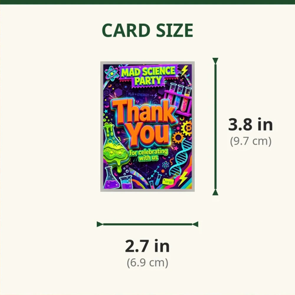 Science Theme Thank You Cards Birthday Party Supplies (PACK OF 30) - 280 GSM Matte Fine-Art Cardstock (2.5 x 3.5 Inch) - Premium Party Decor Supply by Party Decor Mall - View 2