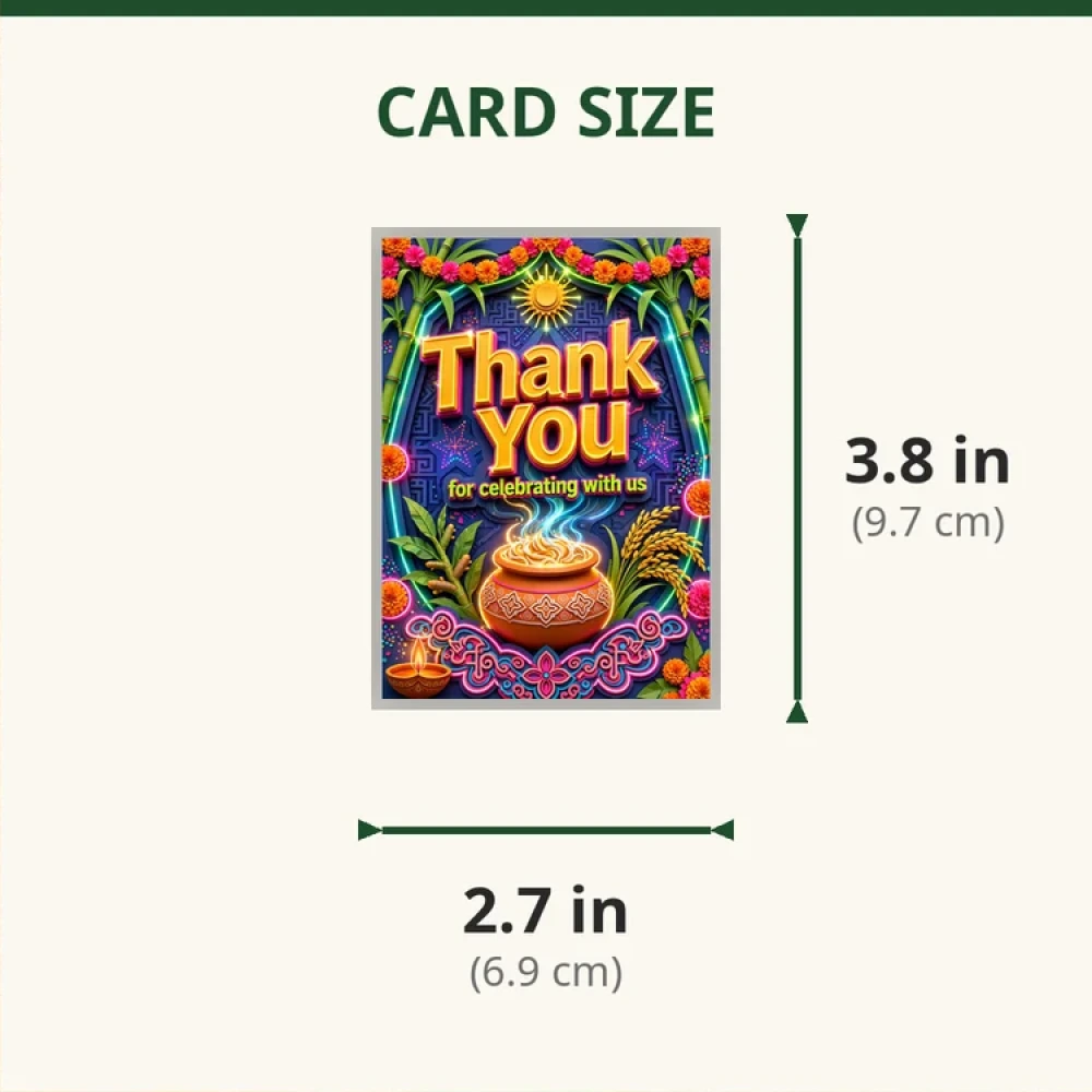 Pongal Theme Thank You Cards Birthday Party Supplies (PACK OF 30) - 280 GSM Matte Fine-Art Cardstock (2.5 x 3.5 Inch) - Premium Party Decor Supply by Party Decor Mall - View 2