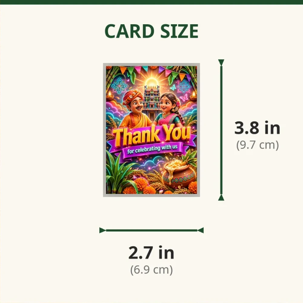 Pongal Theme Thank You Cards Birthday Party Supplies (PACK OF 30) - 280 GSM Matte Fine-Art Cardstock (2.5 x 3.5 Inch) - Premium Party Decor Supply by Party Decor Mall - View 2