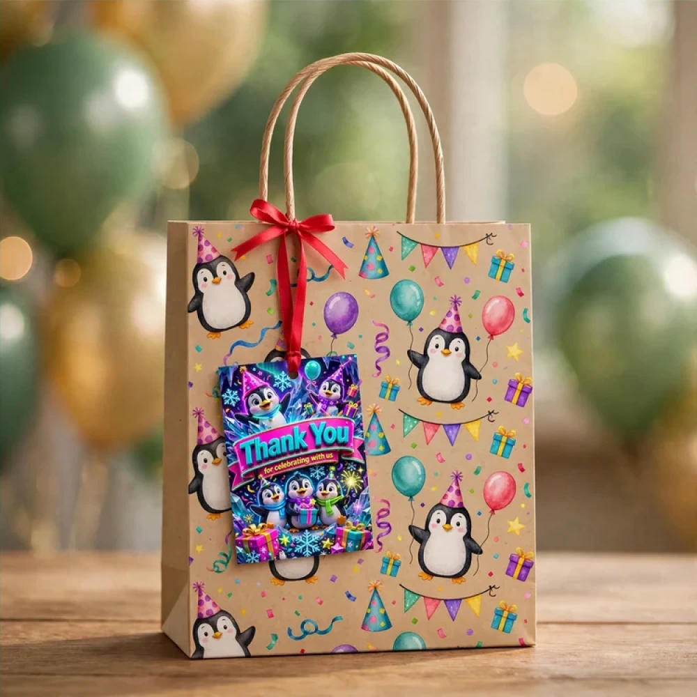 Penguins Theme Thank You Cards Birthday Party Supplies (PACK OF 30) - 280 GSM Matte Fine-Art Cardstock (2.5 x 3.5 Inch) - Premium Party Decor Supply by Party Decor Mall - View 4