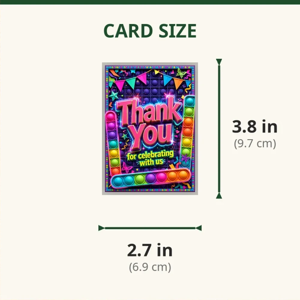 Pop-It Theme Thank You Cards Birthday Party Supplies (PACK OF 30) - 280 GSM Matte Fine-Art Cardstock (2.5 x 3.5 Inch) - Premium Party Decor Supply by Party Decor Mall - View 2