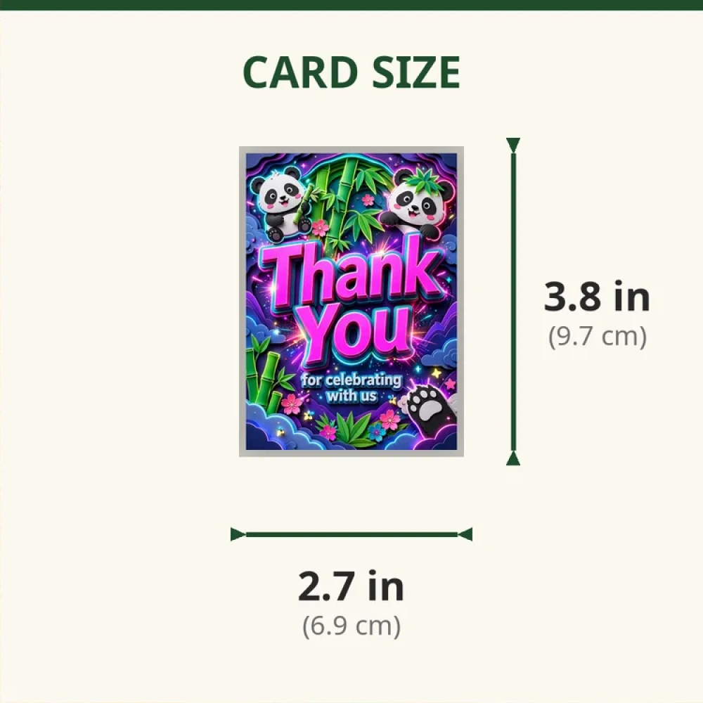Panda Theme Thank You Cards Birthday Party Supplies (PACK OF 30) - 280 GSM Matte Fine-Art Cardstock (2.5 x 3.5 Inch) - Premium Party Decor Supply by Party Decor Mall - View 2