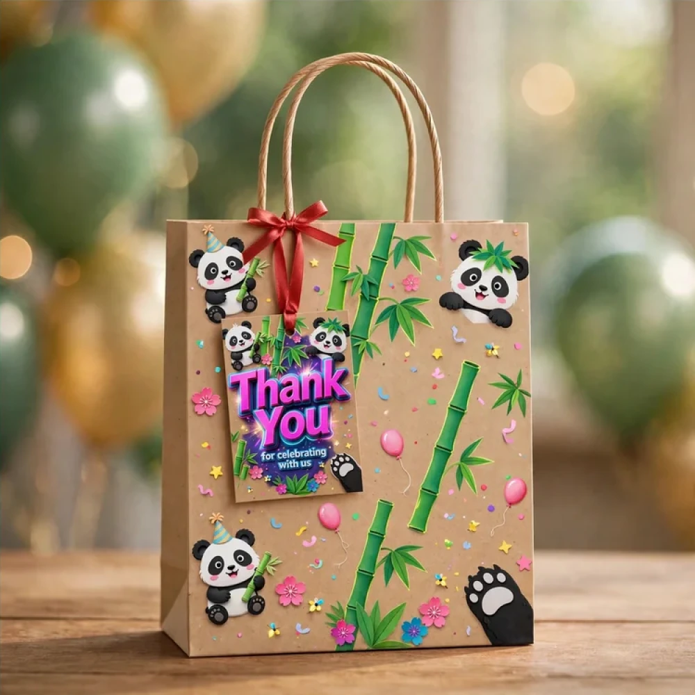 Panda Theme Thank You Cards Birthday Party Supplies (PACK OF 30) - 280 GSM Matte Fine-Art Cardstock (2.5 x 3.5 Inch) - Premium Party Decor Supply by Party Decor Mall - View 4