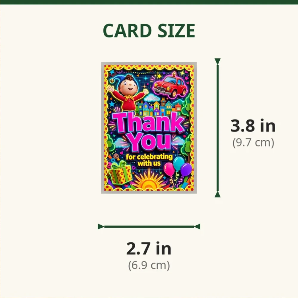 Noddy Theme Thank You Cards Birthday Party Supplies (PACK OF 30) - 280 GSM Matte Fine-Art Cardstock (2.5 x 3.5 Inch) - Premium Party Decor Supply by Party Decor Mall - View 2