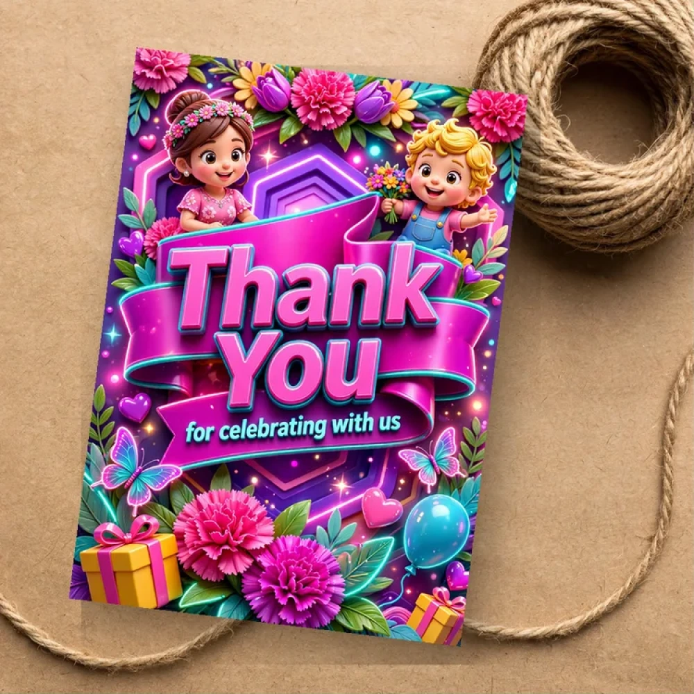 Mother's Day Theme Thank You Cards Birthday Party Supplies (PACK OF 30) - 280 GSM Matte Fine-Art Cardstock (2.5 x 3.5 Inch) - Premium Party Decor Supply by Party Decor Mall - View 1