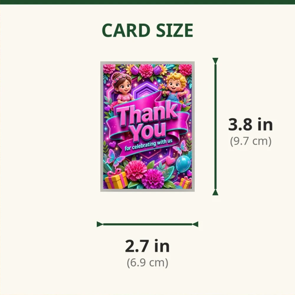Mother's Day Theme Thank You Cards Birthday Party Supplies (PACK OF 30) - 280 GSM Matte Fine-Art Cardstock (2.5 x 3.5 Inch) - Premium Party Decor Supply by Party Decor Mall - View 2