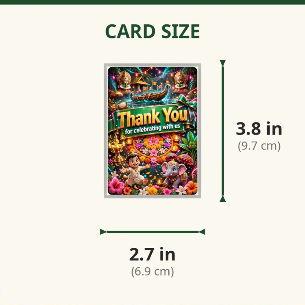 Onam Theme Thank You Cards Birthday Party Supplies (PACK OF 30) - 280 GSM Matte Fine-Art Cardstock (2.5 x 3.5 Inch) - Premium Party Decor Supply by Party Decor Mall - View 2