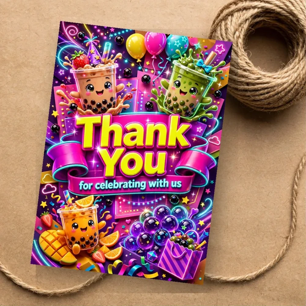 Tea Party Theme Thank You Cards Birthday Party Supplies (PACK OF 30) - 280 GSM Matte Fine-Art Cardstock (2.5 x 3.5 Inch)